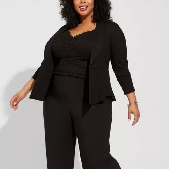 Torrid Studio Luxe Ponte Peplum Black Blazer - Picture 1 of 6